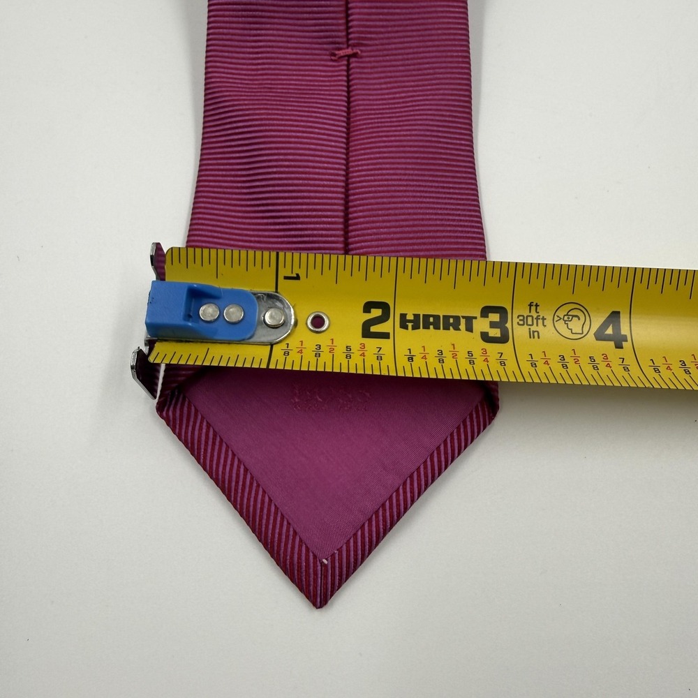 Boss Hugo Boss Tie Mens‎ One Size Pink Striped Classic 100% Silk Made In Italy - Picture 5 of 6